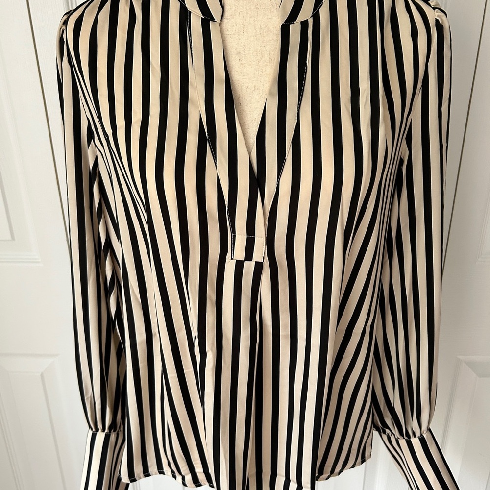 Black and White Striped Women's Top